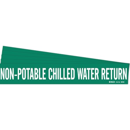 Brady NON-POTABLE Chilled Wtr Ret Pipe Marker Style 1 WT on GN 1 per Card, 5 PK 106120-PK